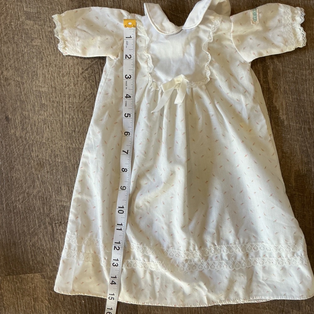 Vintage 1980's COLECO Cabbage Patch Kids Doll Dress White Pink Floral Lace - Picture 7 of 8